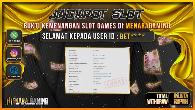 Gambar artikel: MENARAGAMING JACKPOT SLOT PP Rp. 89.000.000,- LUNAS