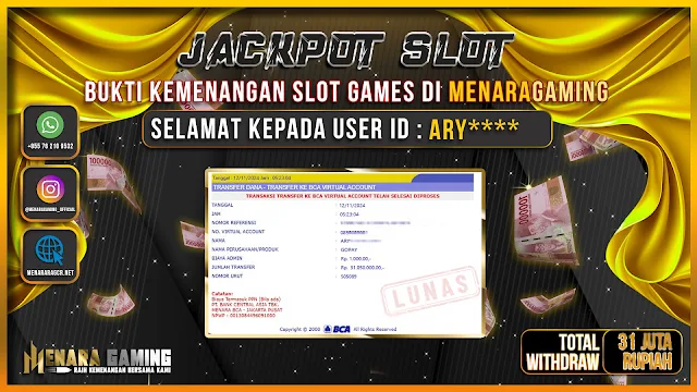 Gambar artikel: MENARAGAMING JACKPOT SLOT PP Rp. 31.050.000,- LUNA