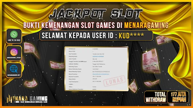 Gambar artikel: MENARAGAMING JACKPOT SLOT PP Rp. 177.850.000,- LUNAS