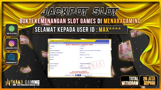 Gambar artikel: MENARAGAMING JACKPOT SLOT PPY Rp. 20.000.000,- LUNAS