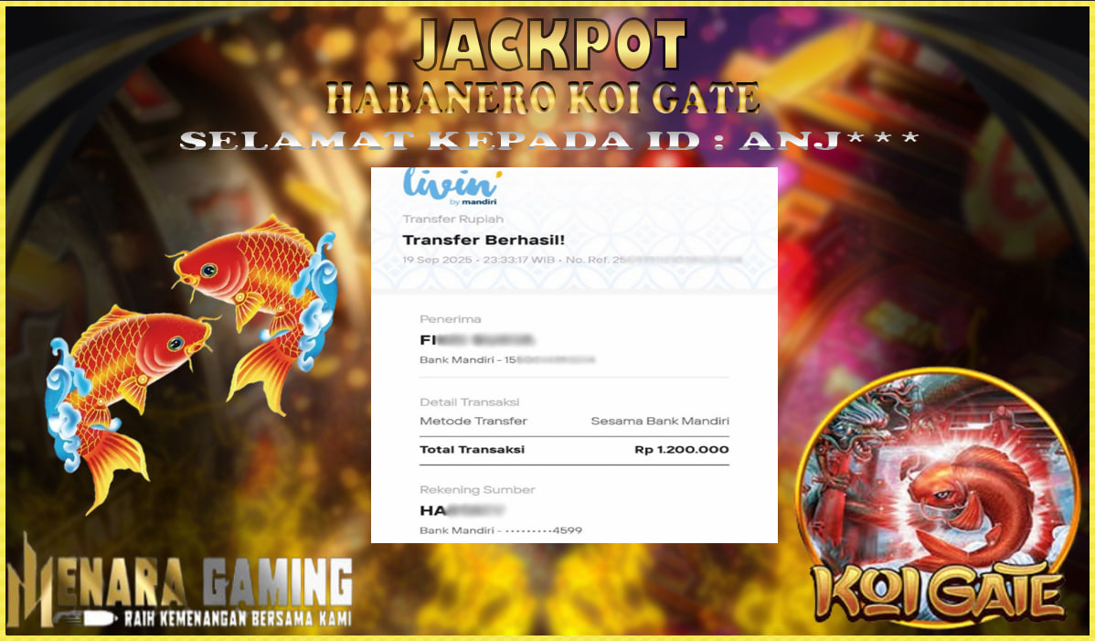 MENARAGAMING JACKPOT HABANERO KOI GATE Rp. 1.000.000,- LUNAS